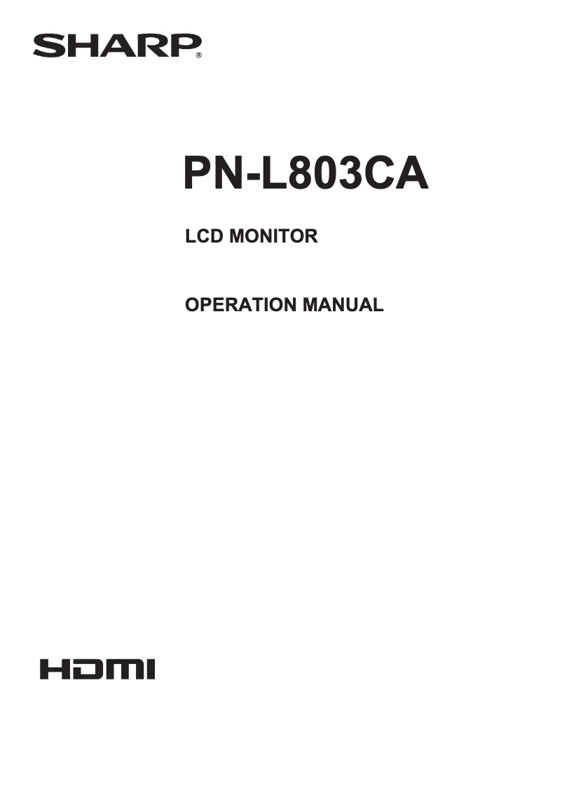 Page n°1 - Manuel utilisateur Sharp Aquos PN-L803CA