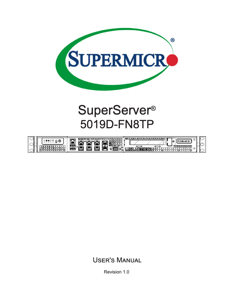 Image de la première page du manuel de l'appareil SuperServer 5019D-FN8TP