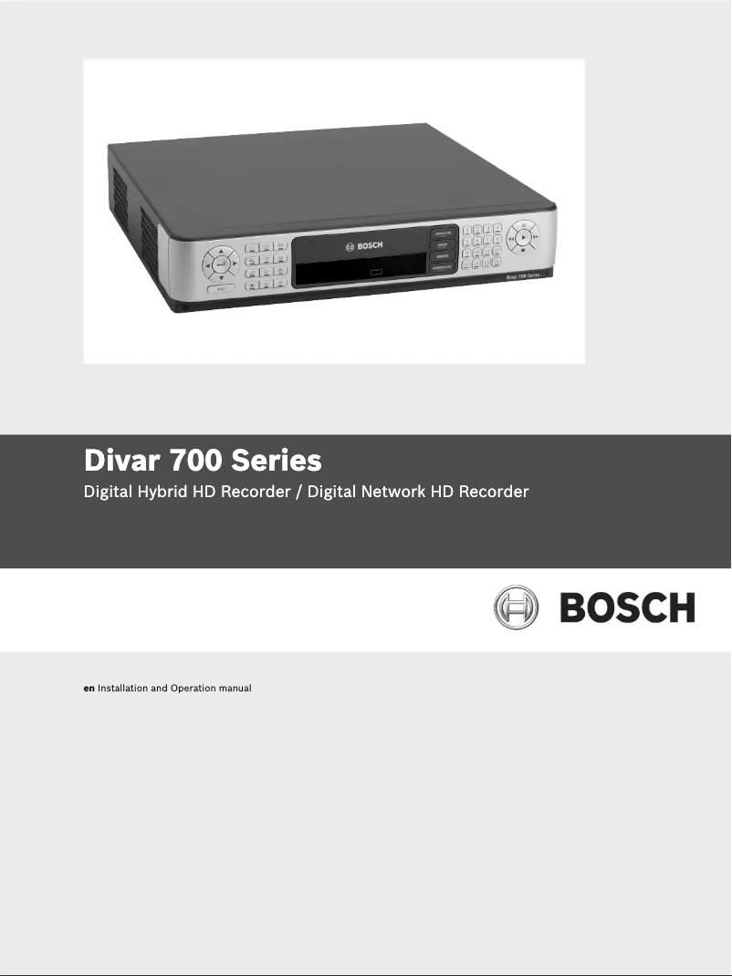 Page 1 of the manual User Manual Bosch Divar 700