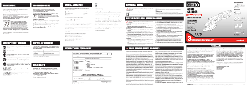 Page 1 de la notice Manuel utilisateur Ozito AGB-2200U