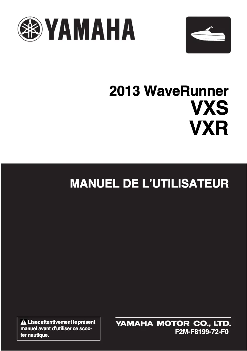Page n°1 - Manuel utilisateur Yamaha WaveRunner VXS (2013)