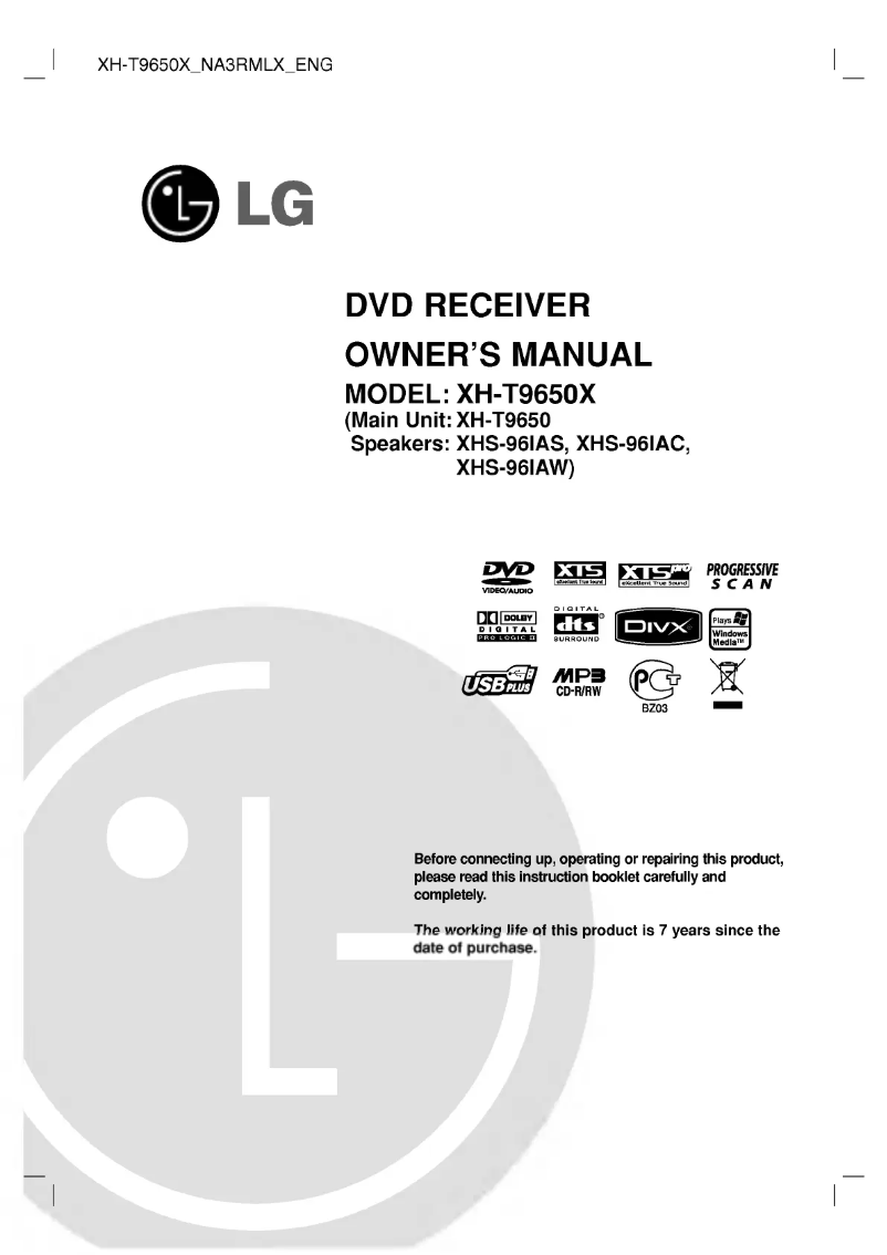 Page 1 de la notice Manuel utilisateur LG XH-T9650X