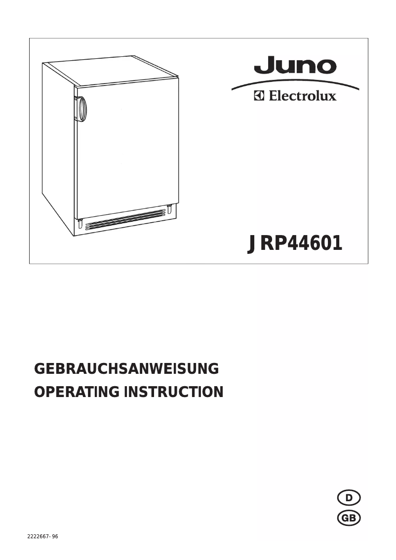 Page n°1 - Manuel utilisateur Juno Electrolux JRP44601