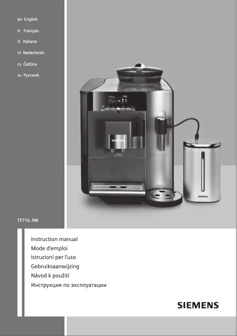 Page n°1 - Manuel utilisateur Siemens EQ.7 Plus extraKlasse TE716F19DE