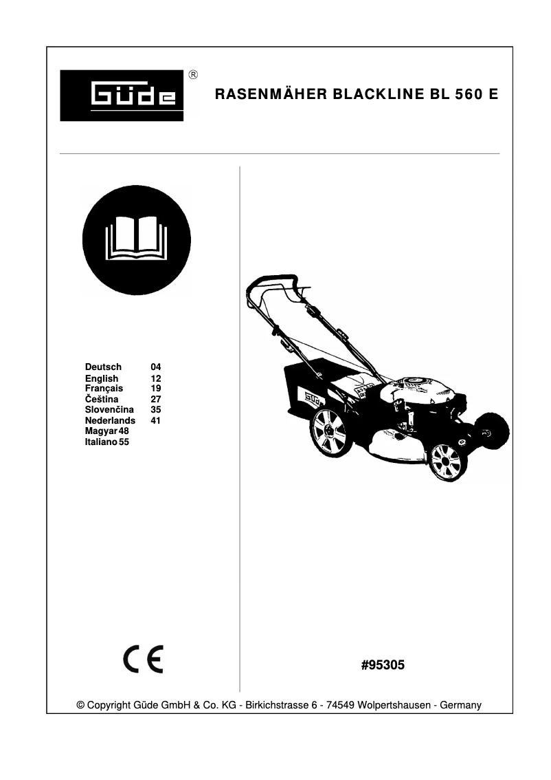 Page n°1 - Manuel utilisateur Güde BL 560 E Blackline