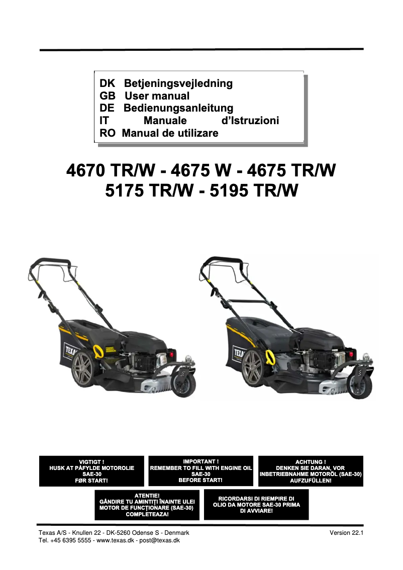 Page n°1 - Manuel utilisateur Texas Premium 4675 W