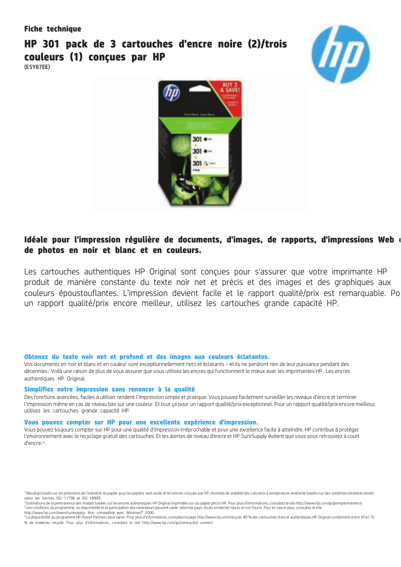 Page 1 de la notice Manuel utilisateur HP E5Y87EE