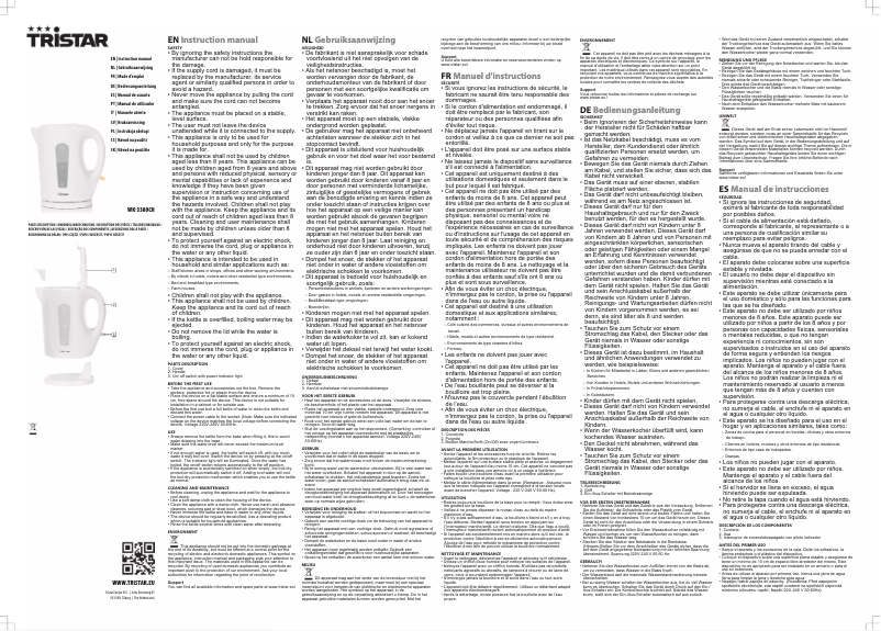 Page 1 de la notice Manuel utilisateur TriStar WK-3380CH