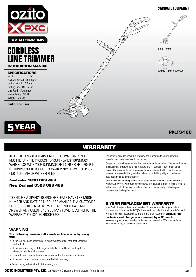 Imagen de la primera página del manual del dispositivo PXLTK-1828