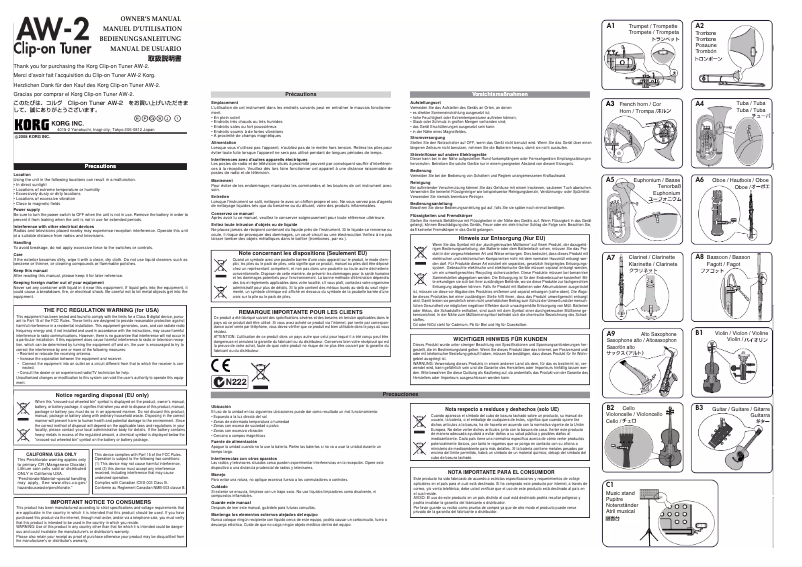 Page n°1 - Manuel utilisateur Korg AW-2