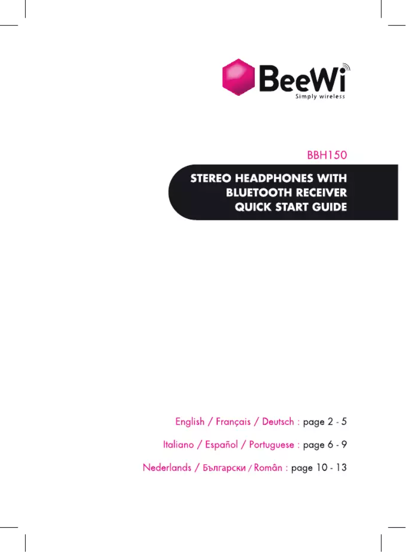 Page n°1 - Manuel utilisateur BeeWi BBH150