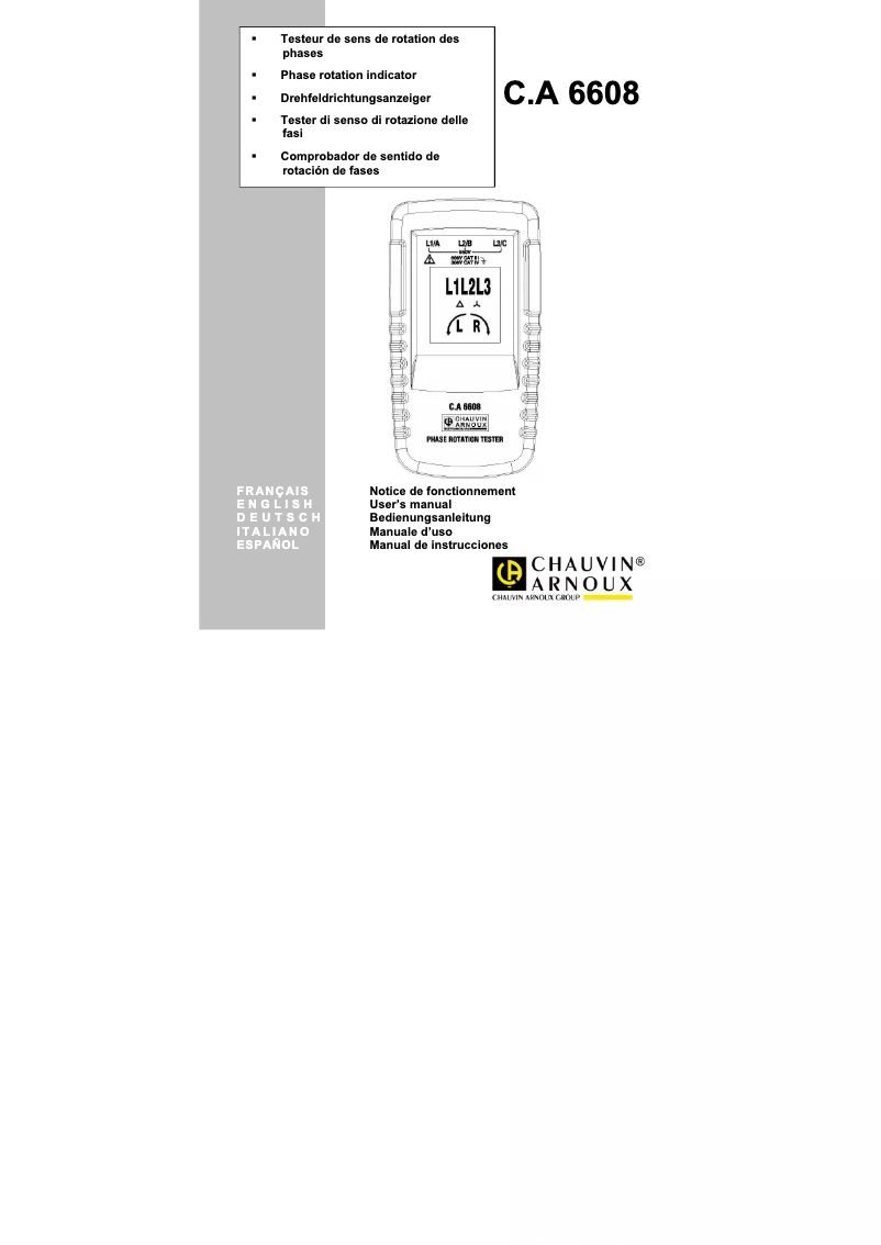 Image de la première page du manuel de l'appareil C.A 6608