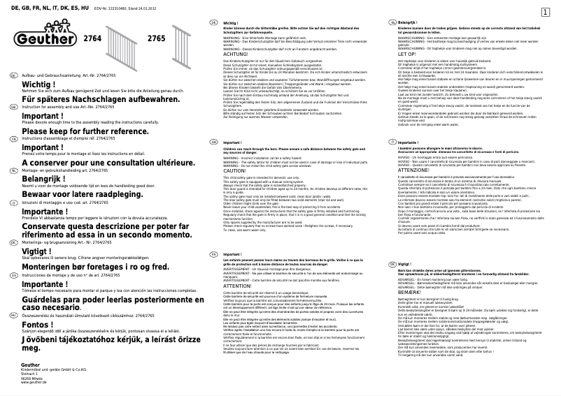 Page 1 de la notice Manuel utilisateur Geuther 2765
