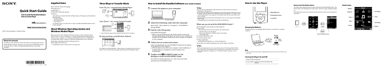 Page n°1 - Manuel utilisateur Sony NWZ-E365