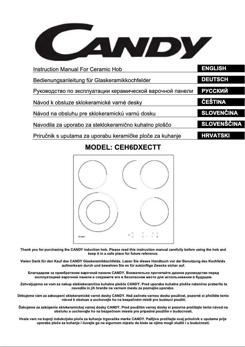 Page n°1 - Manuel utilisateur Candy CEH6DXECTT