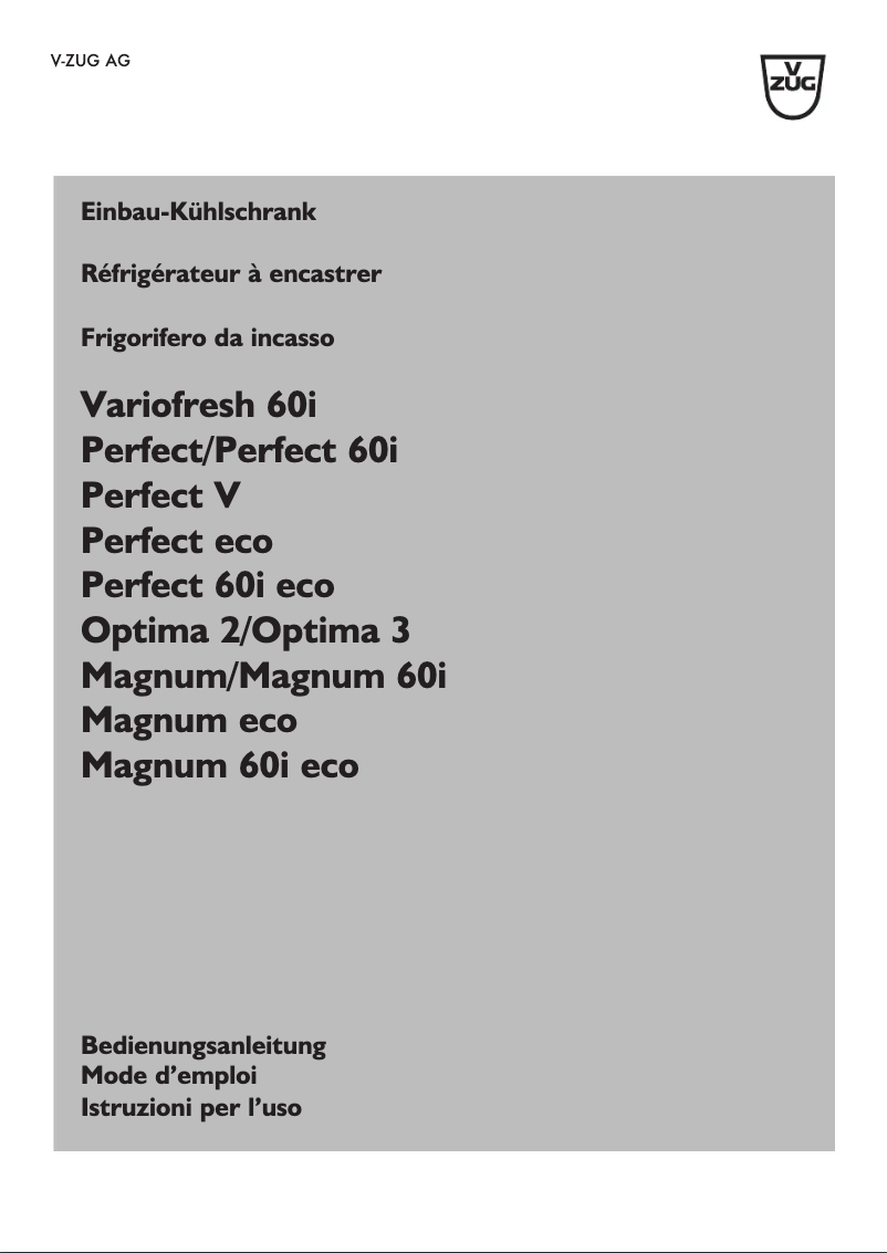 Página 1 del manual Manual de usuario V-Zug Magnum 60i