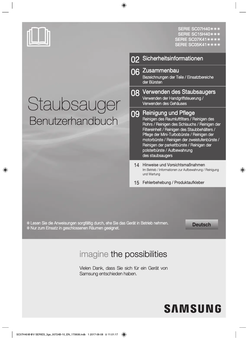 Imagen de la primera página del manual del dispositivo SC07H40E0V