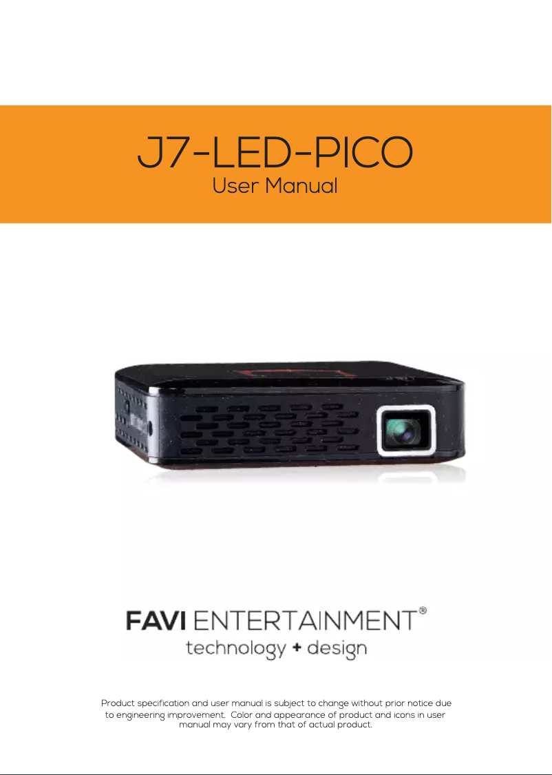 Page 1 de la notice Manuel utilisateur FAVI J7-LED-Pico