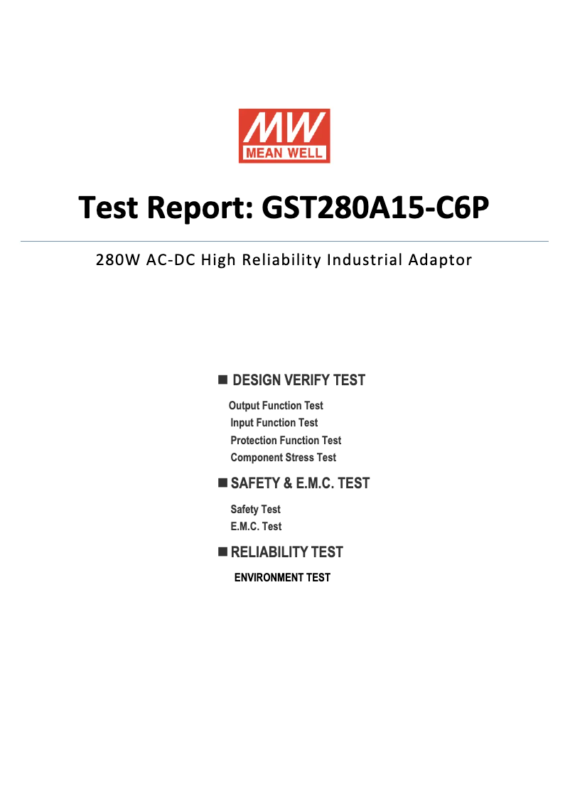 Page n°1 - Fiche technique Mean Well GST280A15-C6P