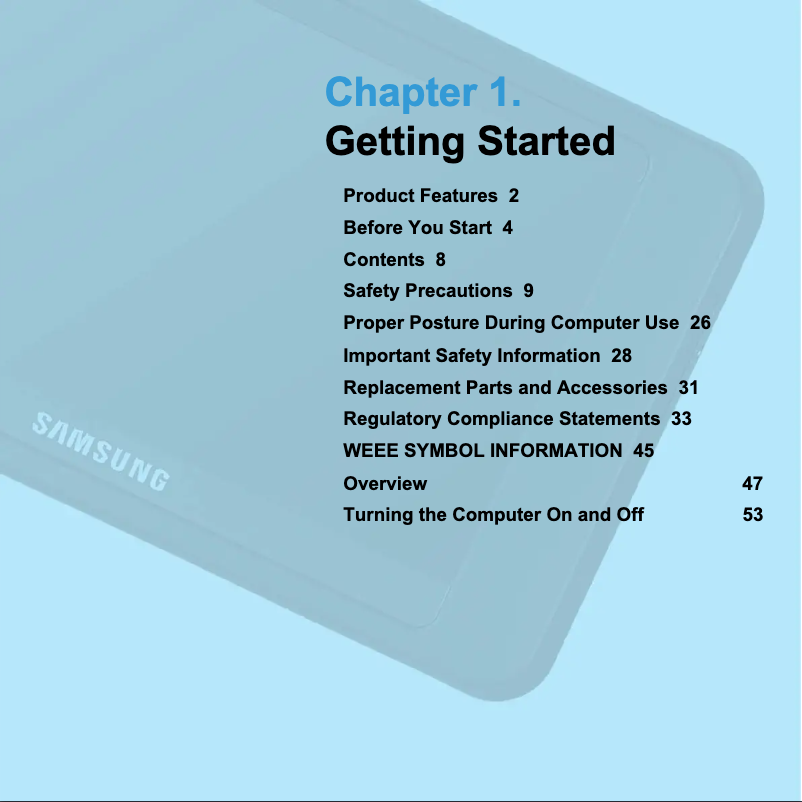 Page 1 de la notice Manuel utilisateur Samsung NP-Q1EX
