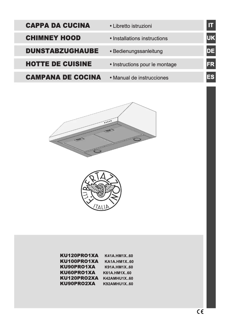 Page 1 de la notice Mode d'emploi Bertazzoni KU90PRO2XA