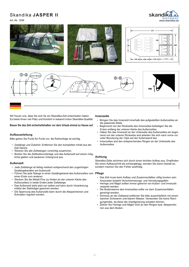 Page 1 de la notice Manuel utilisateur Skandika Jasper II