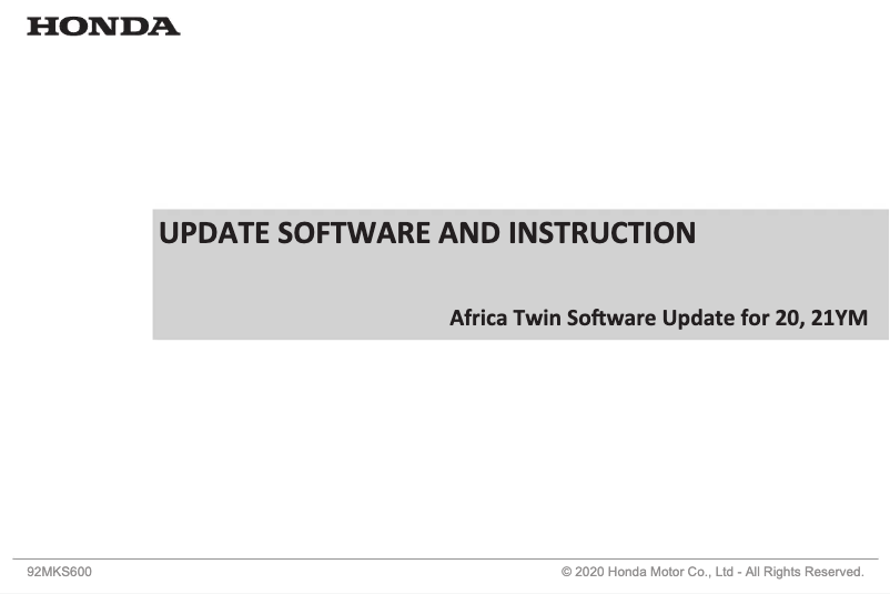 Page 1 de la notice Manuel utilisateur Honda Africa Twin CRF1100 (2021)