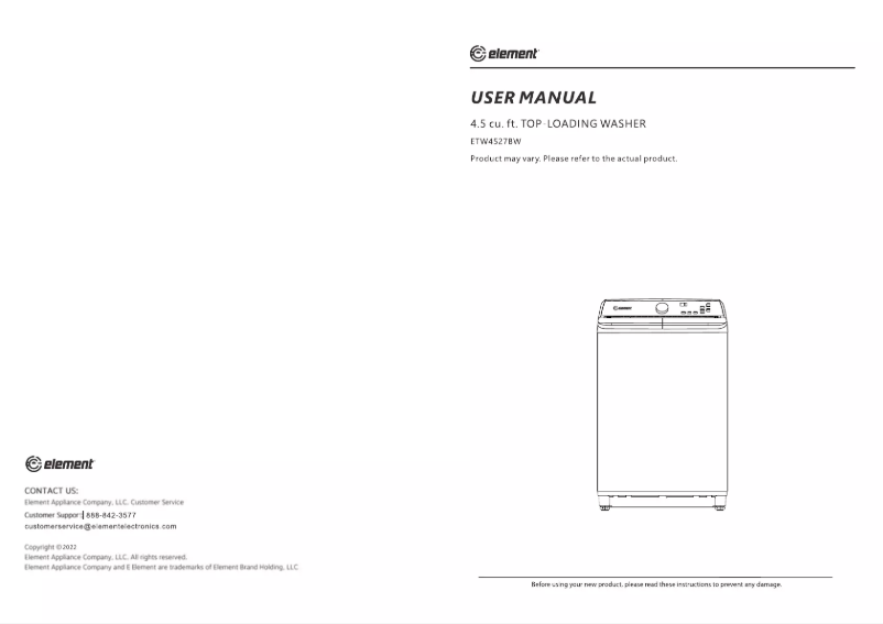 Page 1 de la notice Manuel utilisateur Element ETW4527BW