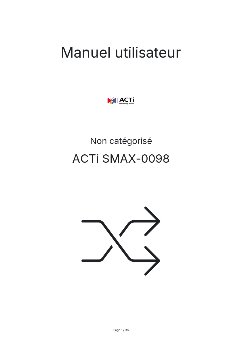 Page n°1 - Manuel utilisateur ACTi SMAX-0098