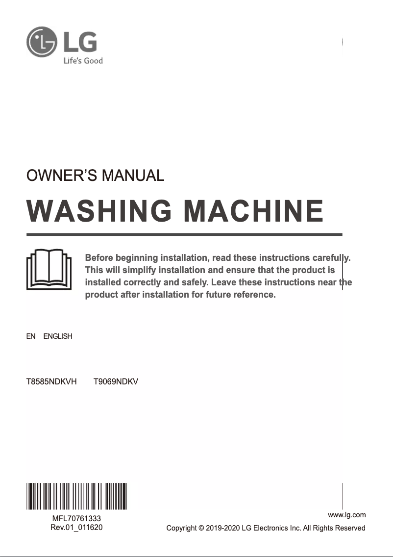 Page n°1 - Manuel utilisateur LG T8585NDKVH