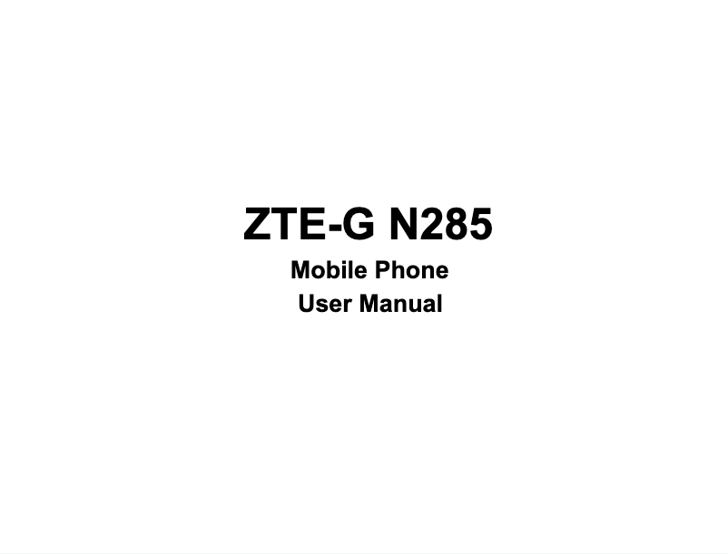 Page n°1 - Manuel utilisateur ZTE G-N285