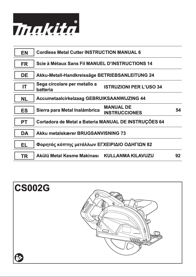 Page 1 de la notice Manuel utilisateur Makita CS002G