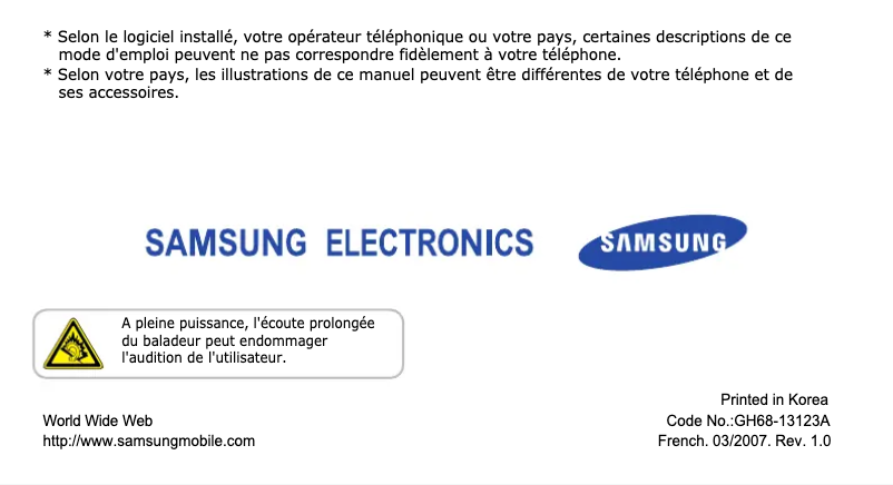 Page n°1 - Manuel utilisateur Samsung SGH-E790