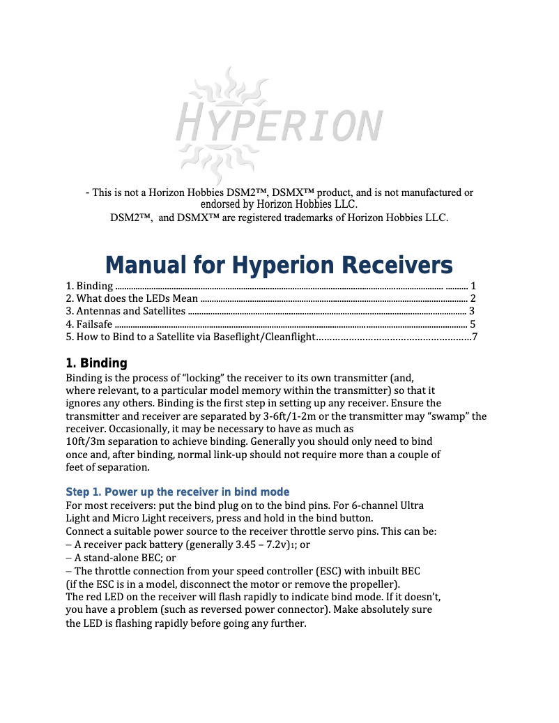 Page 1 de la notice Manuel utilisateur Hyperion HP-DSMX6RXD