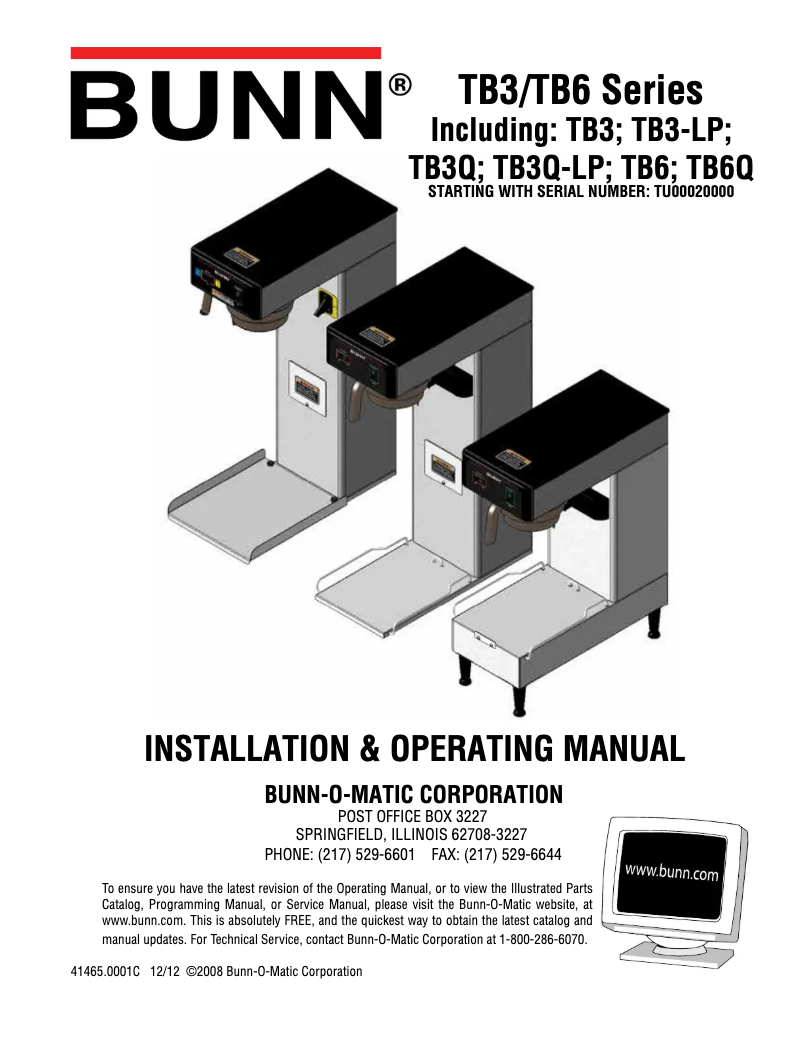 Imagen de la primera página del manual del dispositivo TB3Q-LP