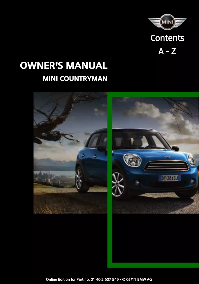 Page 1 de la notice Manuel utilisateur Mini Countryman (2011)
