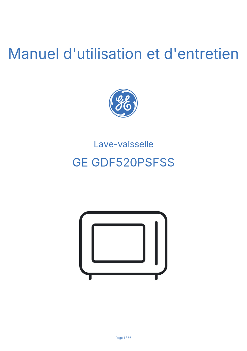 Image de la première page du manuel de l'appareil GDF520PSFSS