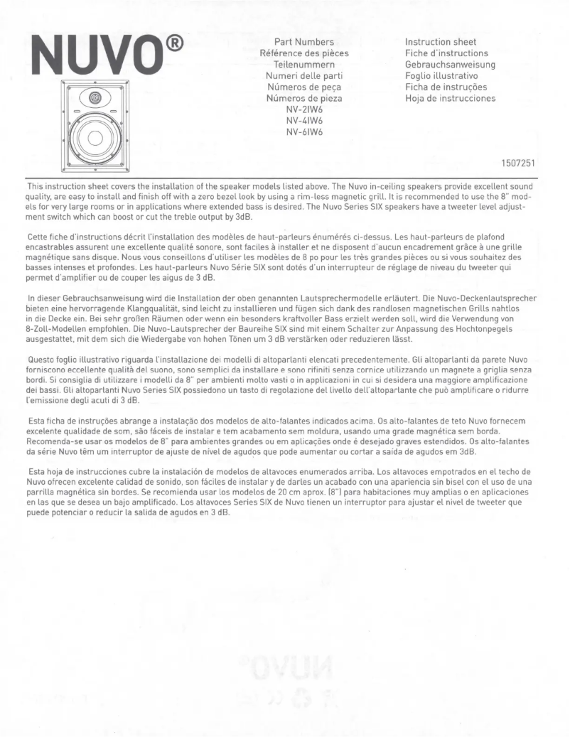 Page n°1 - Manuel utilisateur NUVO Series Two NV-2IW6