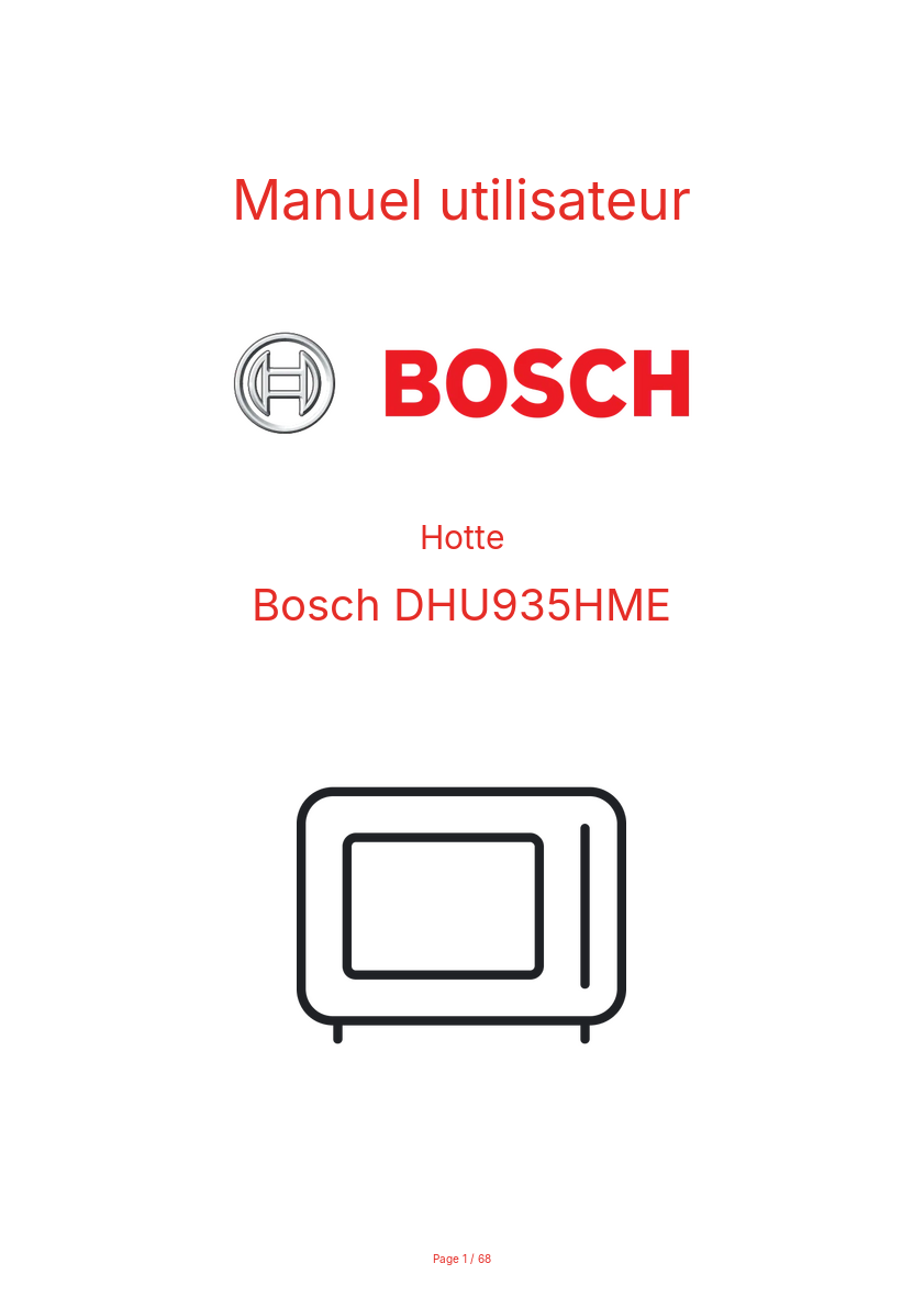 Page n°1 - Manuel utilisateur Bosch DHU935HME