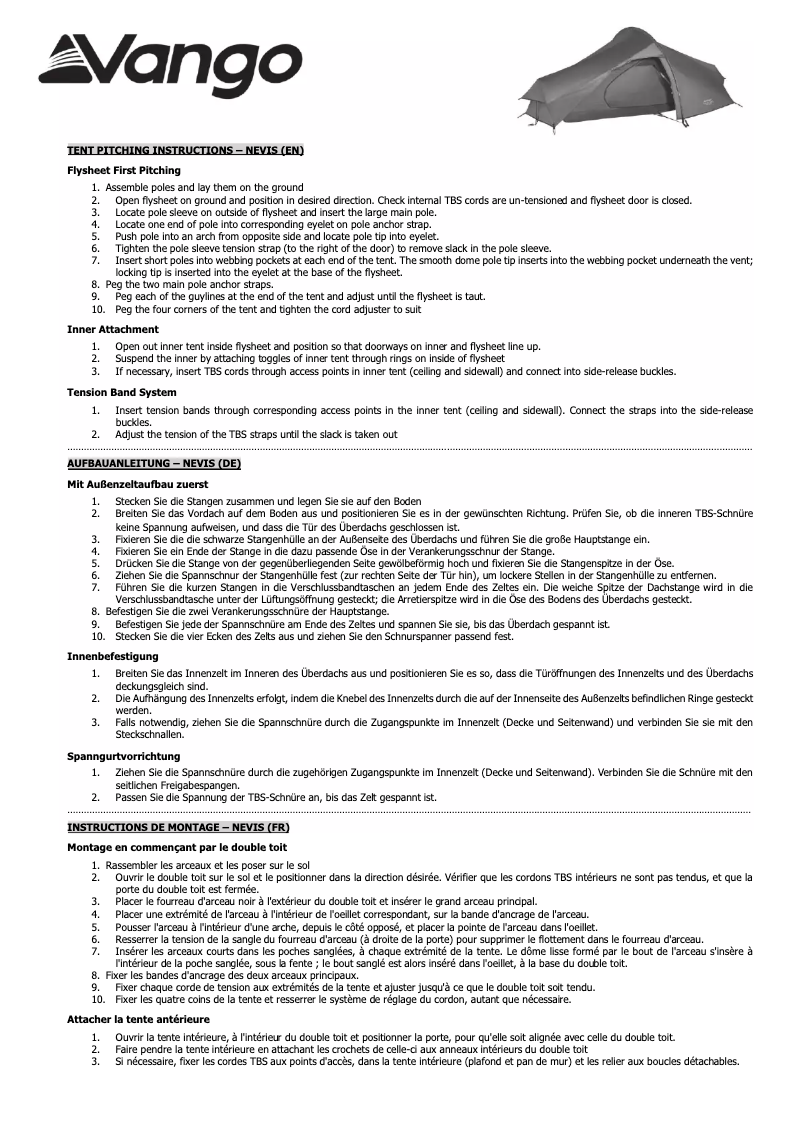 Image de la première page du manuel de l'appareil Nevis 200