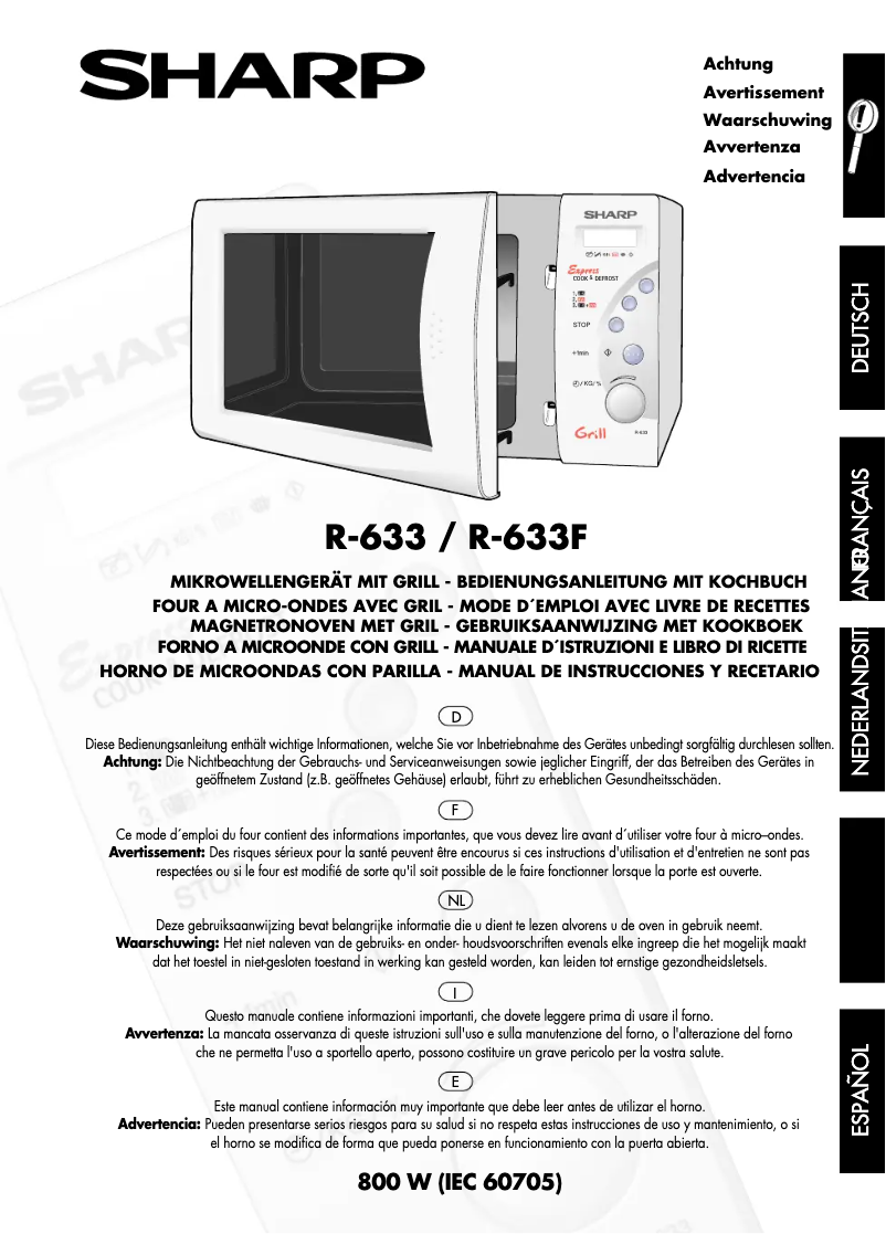 Page 1 de la notice Manuel utilisateur Sharp R633