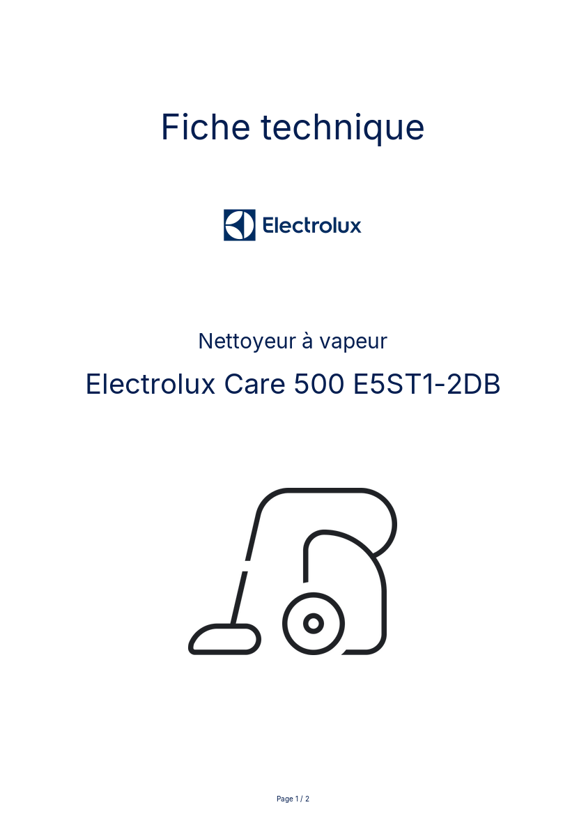 Page n°1 - Fiche technique Electrolux Care 500 E5ST1-2DB