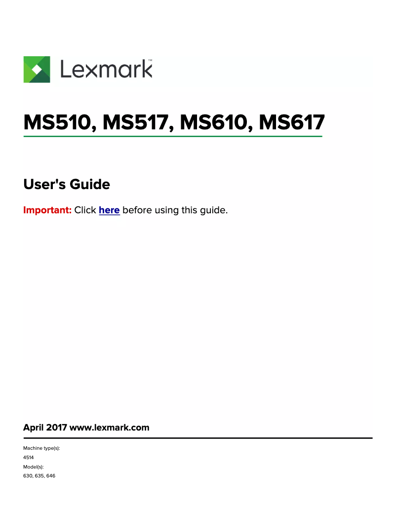 Página 1 del manual Manual de usuario Lexmark MS517dn