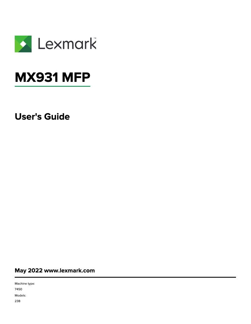 Image de la première page du manuel de l'appareil MX931