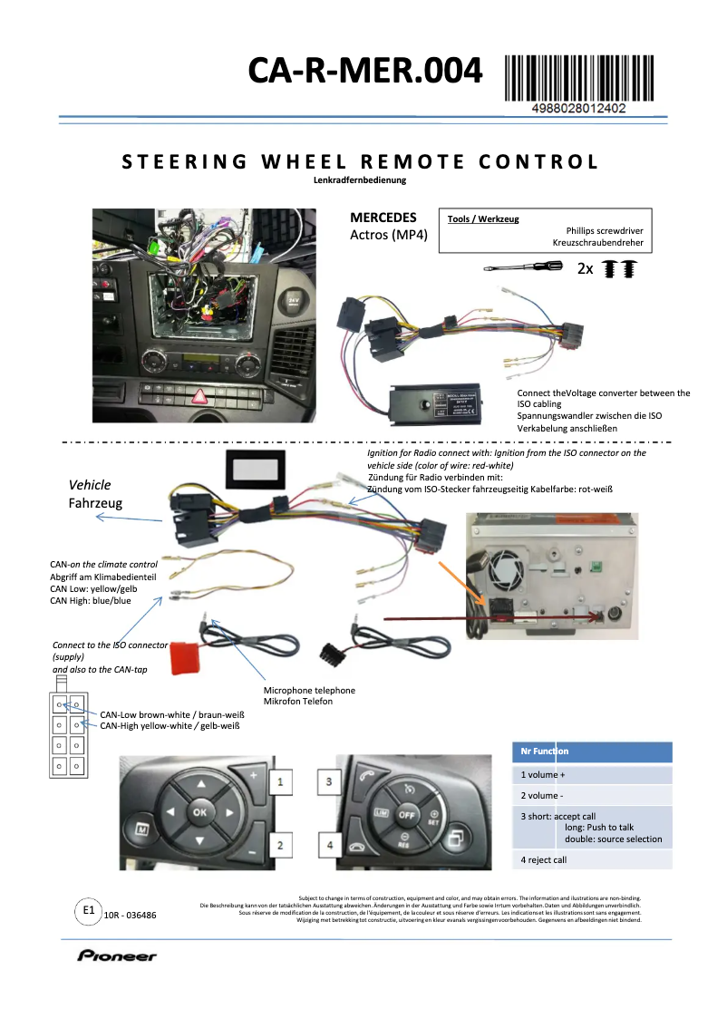 Página 1 del manual Manual de usuario Pioneer CA-R-MER.004