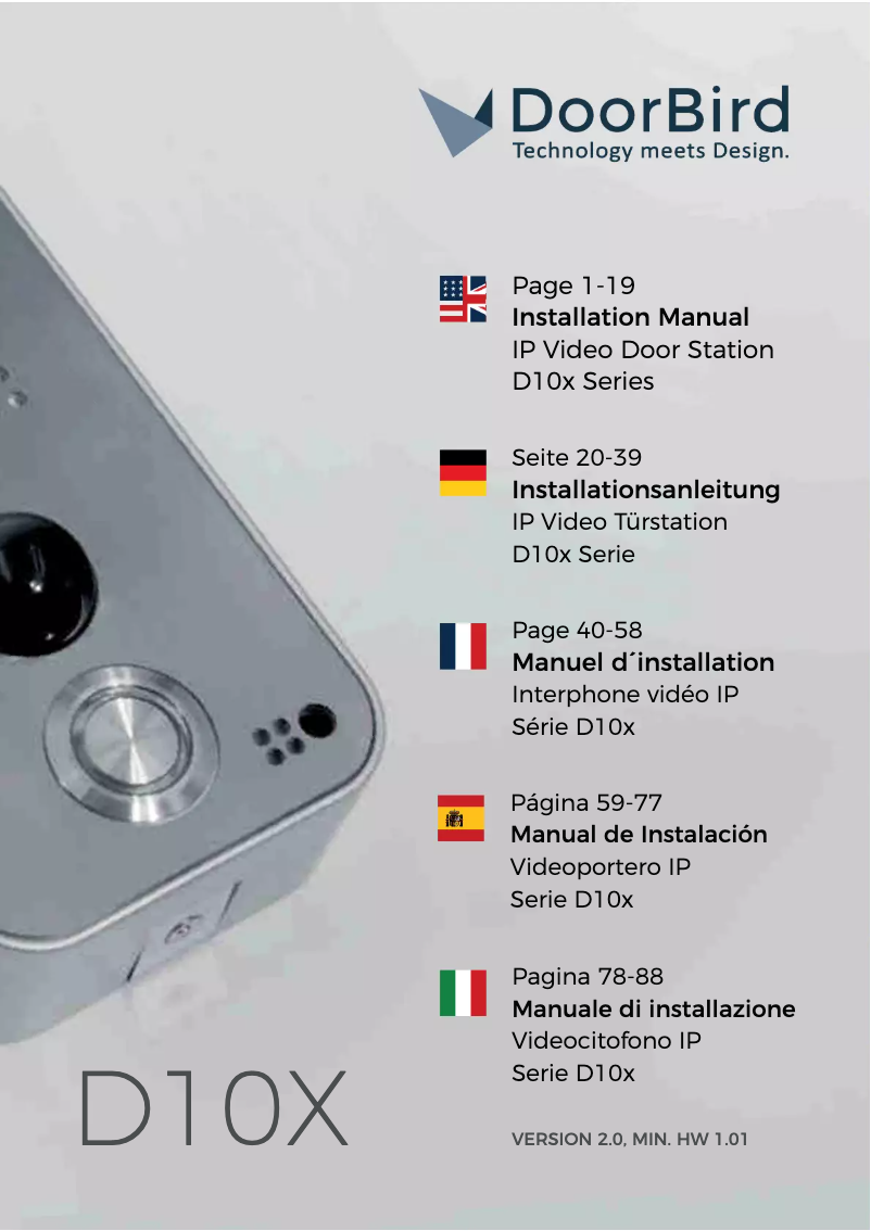 Page 1 de la notice Manuel utilisateur DoorBird D101S