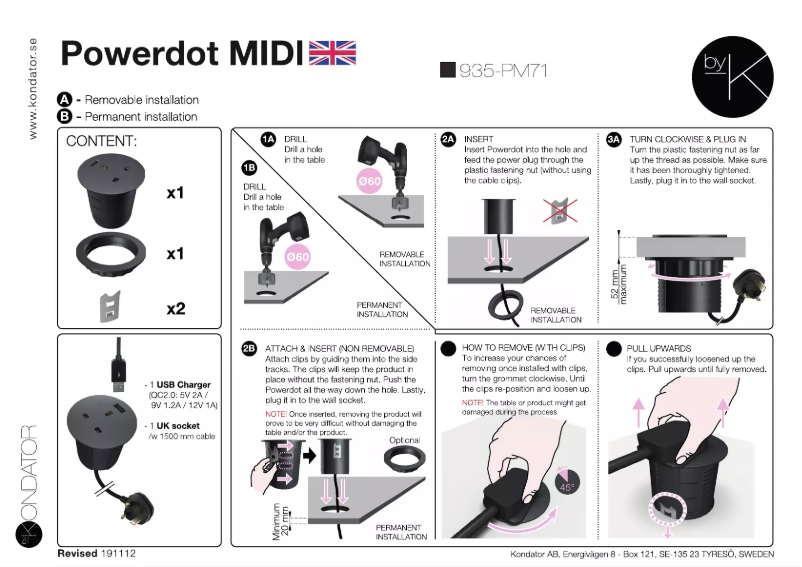 Page n°1 - Manuel utilisateur Kondator 935-PM71