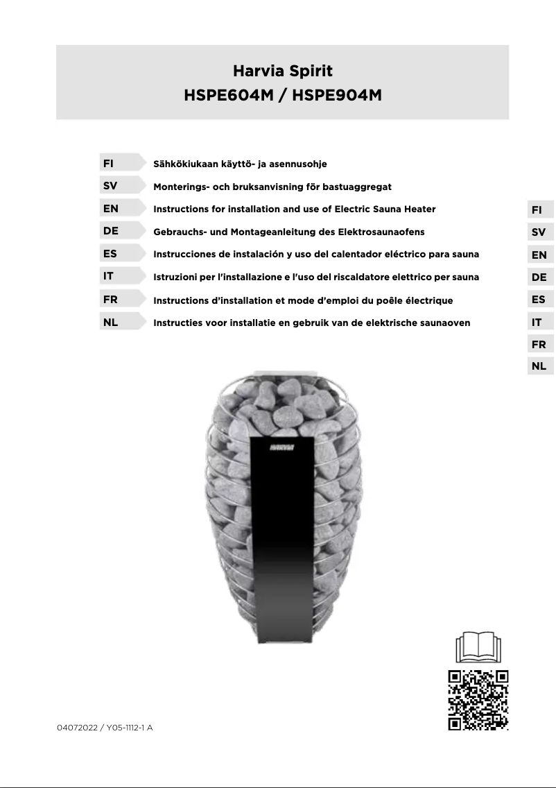 Página 1 del manual Manual de usuario Harvia Spirit SP90E HSPE904M