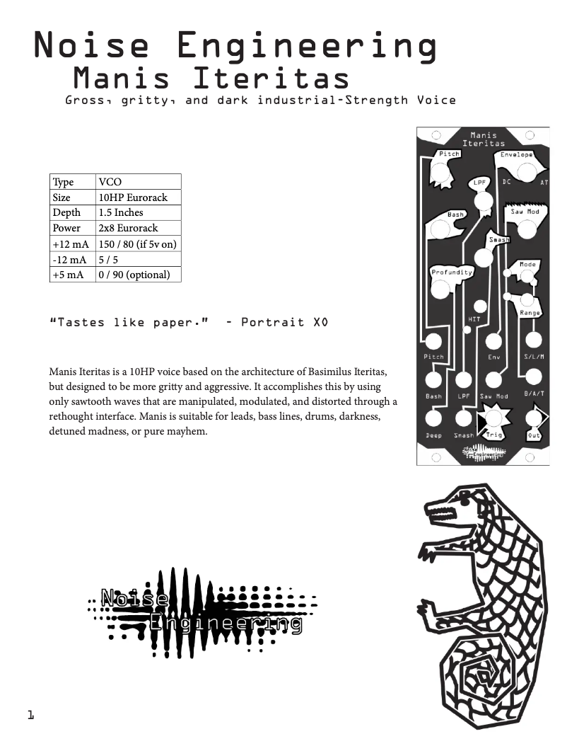 Page n°1 - Manuel utilisateur Noise Engineering Manis Iteritas