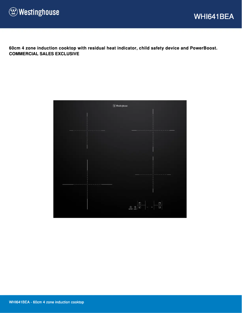 Page 1 de la notice Fiche technique Westinghouse WHI641BEA